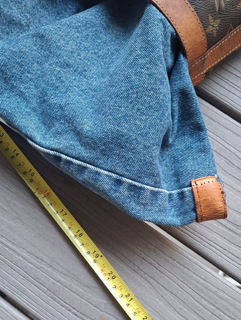 Upcycle Louis Vuitton Brown Monogram & Tan Leather Tote Bag - Picture 12 of 15